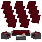 SUKAIKEQA 14PCS Patio Cushion Covers in Wine Red, front view