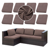 SUKAIKEQA 8PCS patio cushion covers in camel colour - front view