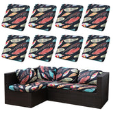 SUKAIKEQA 8PCS Patio Cushion Covers in Feather of Dreams pattern