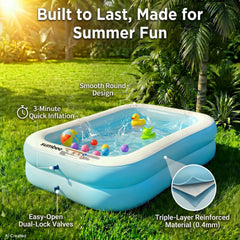Sumbee Inflatable Pool setup in backyard with children