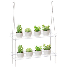 Sumerflos 2-Tier Acrylic Window Boxes front view with plants