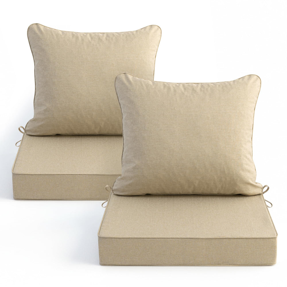 Summsun Outdoor Chair Cushions Set of 2 in Nature colour, front view