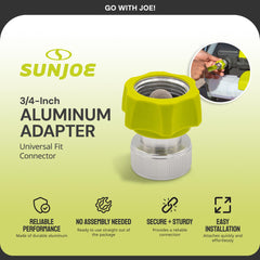 Sun Joe aluminum garden hose adaptor side view