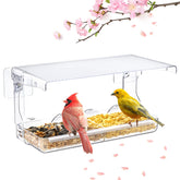 SUNALLY Window Bird Feeder transparent plastic front view