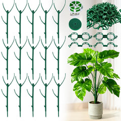sunanday 15 Pack Stackable Monstera Plant Support kit with dark green stakes