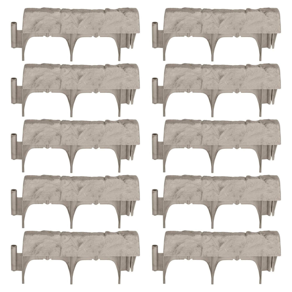 Suncast Interlocking Border Edging front view showing taupe-gray colour