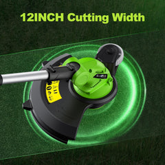 Sunchers cordless trimmer with auxiliary wheel