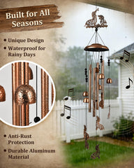 SUNCKET wind chimes hanging on a porch, showcasing outdoor decor