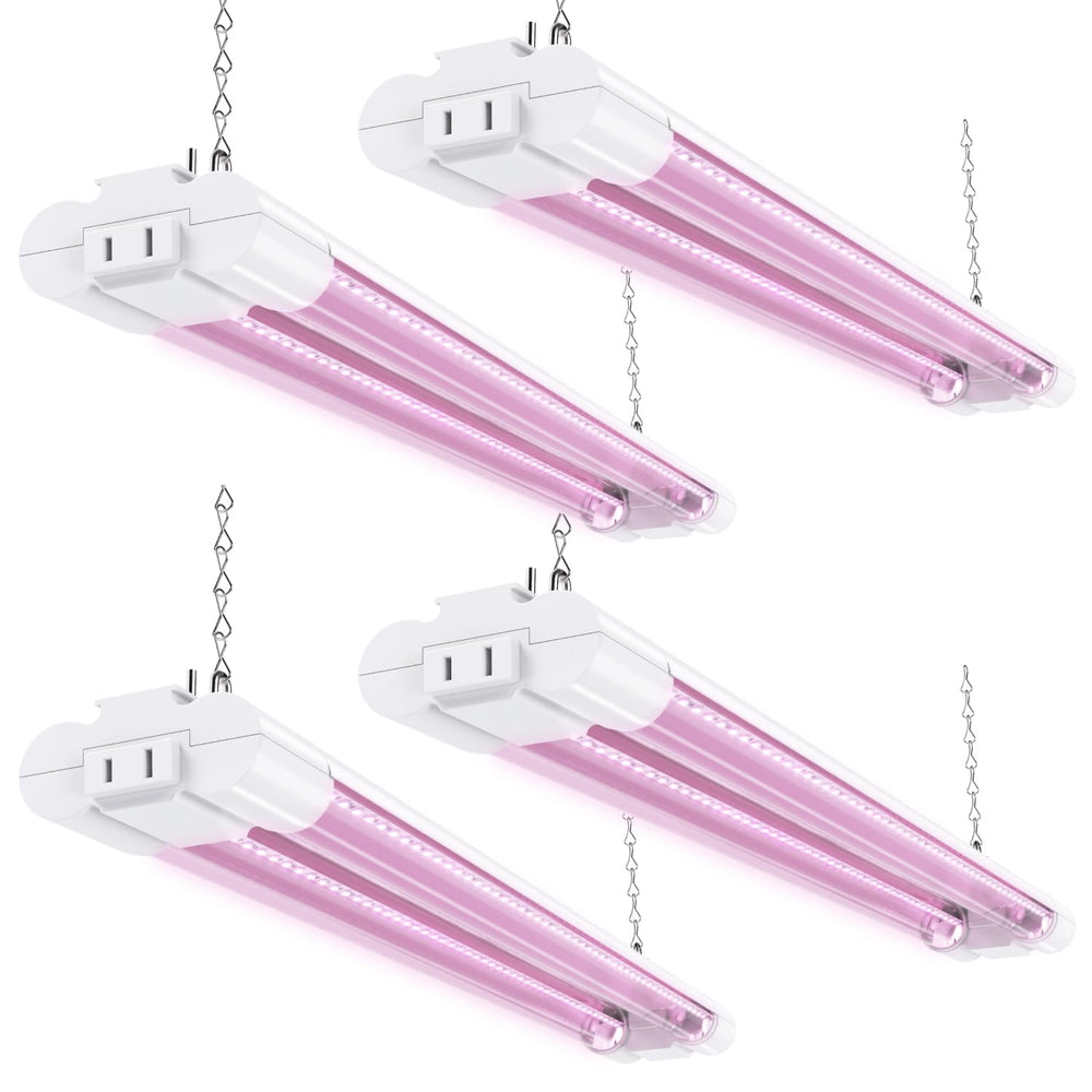 Sunco 4 Pack 2FT LED Grow Light with white housing, front view
