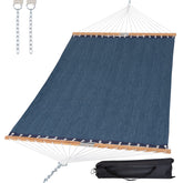 SUNCREAT Double Hammock Navy front view with spreader bars