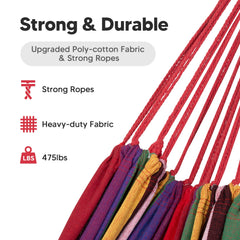 SUNCREAT Heavy Duty Hammock side view showcasing ropes