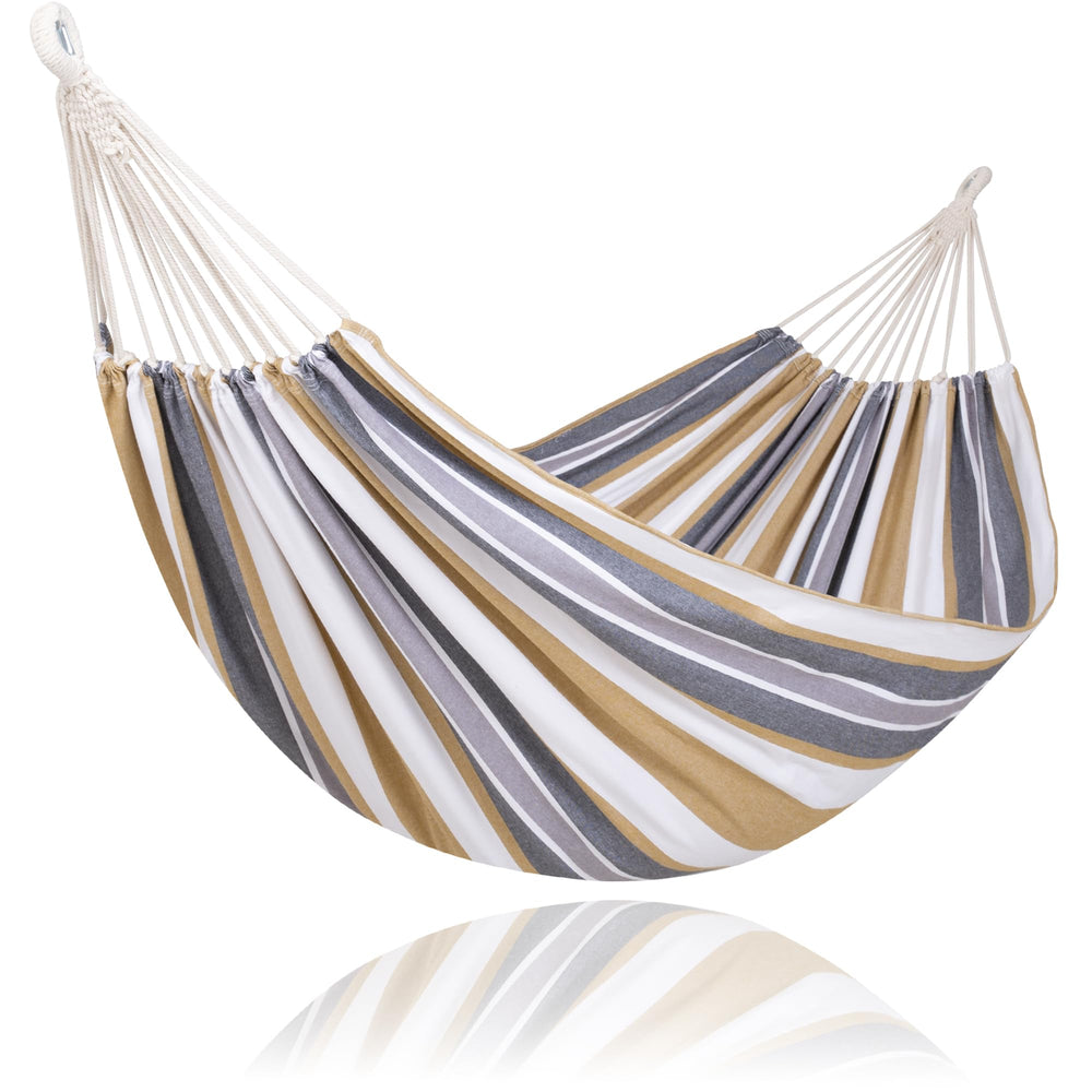 SUNCREAT Large Hammock in coffee stripes, front view