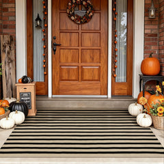 Sungea Fall Front Door Mat 3'x5' tan and black striped design