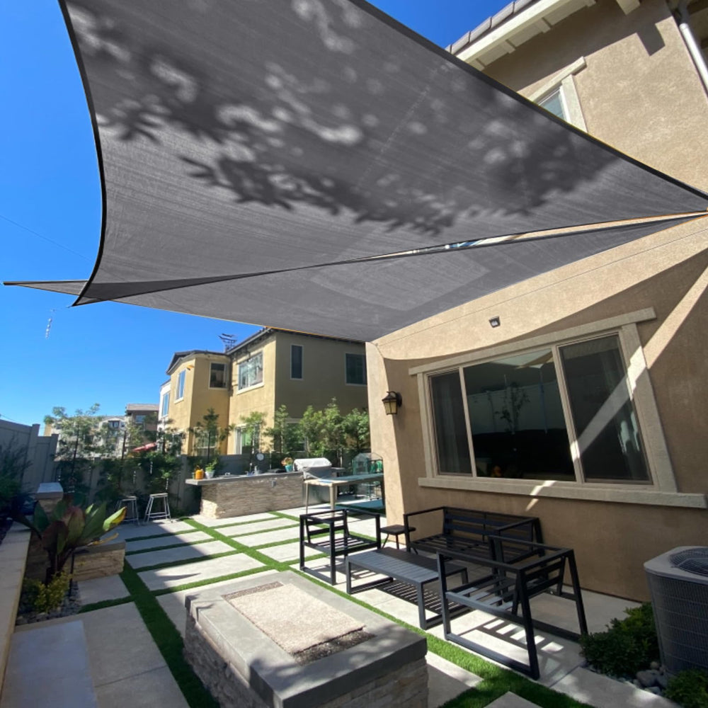 SUNLAX Sun Shade Sail 10' x 10' x 14' dark grey front view