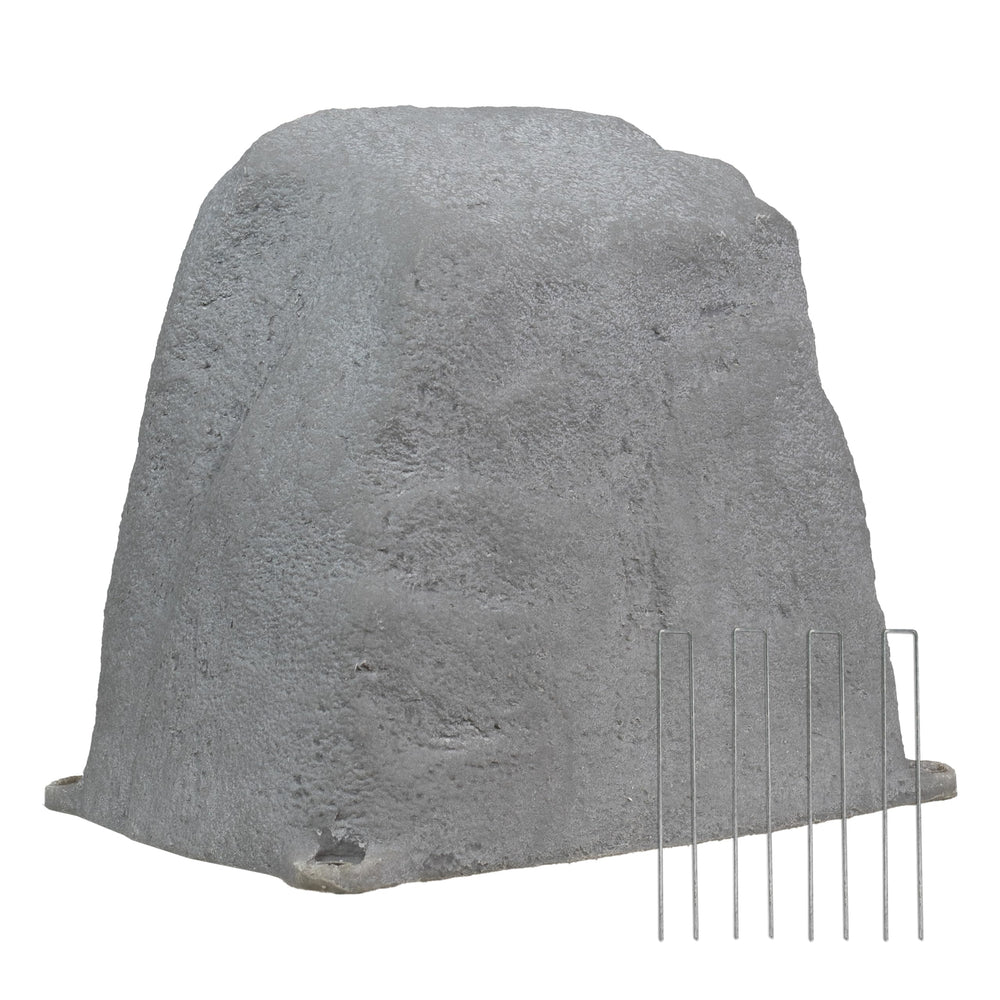 Sunnydaze 11-inch faux landscape rock cover side view, gray