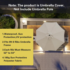 Sunnyglade 9ft Patio Umbrella Replacement Canopy light brown folded view