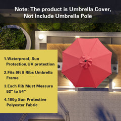 Sunnyglade 9ft red canopy on patio umbrella frame