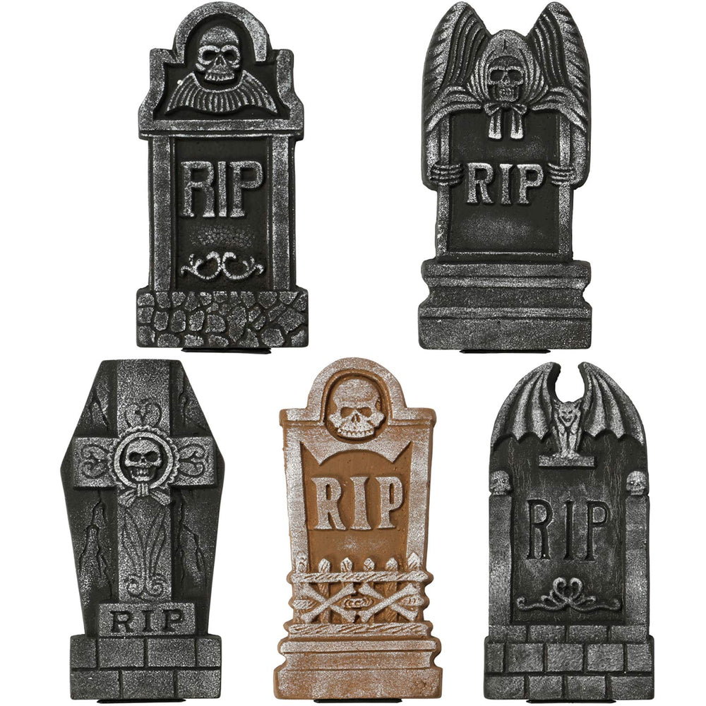 Sunnyglade Halloween Foam Tombstones front view with RIP markings
