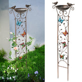 SUNNYPARK Metal Bird Bath with trellis and butterfly design