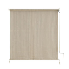 sunoff Outdoor Roller Shades front view with sesame fabric