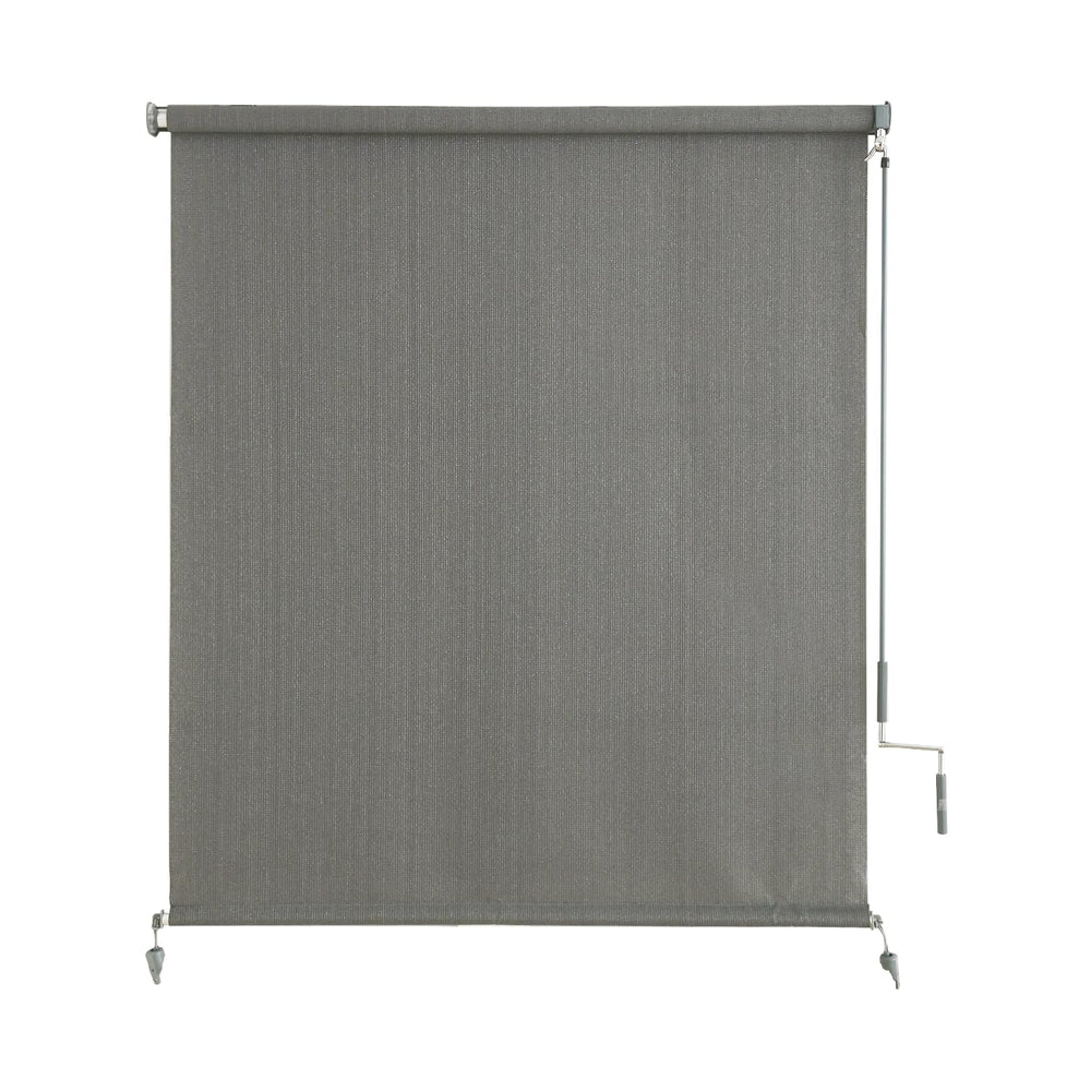 sunoff Outdoor Roller Shades grey fabric front view