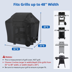 SunPatio 50 Inch Grill Cover black side view with handles
