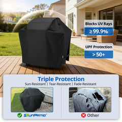 SunPatio 50 Inch Grill Cover black with adjustable straps