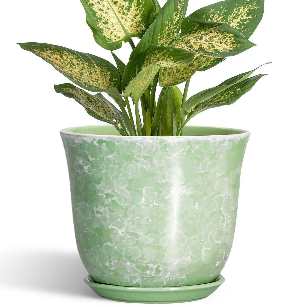 SUNPOTFOR 5.6 Inch Ceramic Plant Pot front view in Gemstone Apple Green