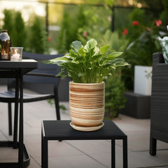 SUNPOTFOR Yellow Ceramic Planter side view