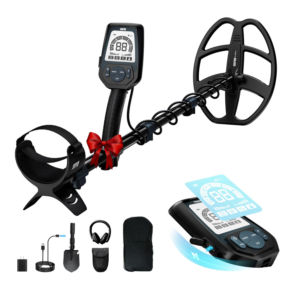 SUNPOW Professional Metal Detector front view with LCD display