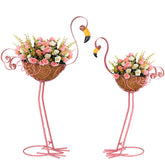 SUNREEK flamingo planter front view with pink finish