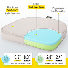 SUNROX Gel Memory Foam Chair Cushion side view, with ties