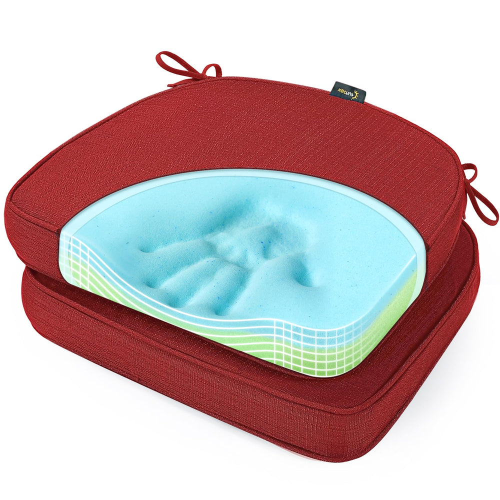 SUNROX Gel Memory Foam Chair Cushions in Burgundy, front view