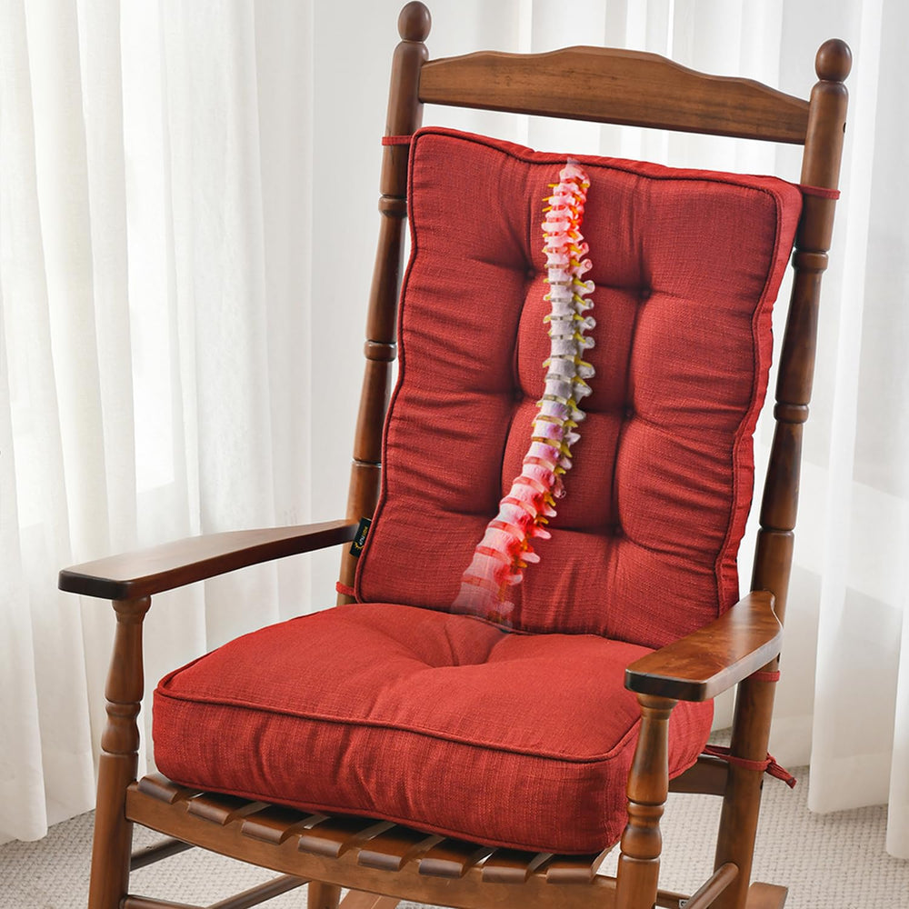 SUNROX Memory Foam Rocking Chair Cushion Set, Burgundy Front View
