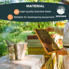 SunVara Bee Smoker in use during hive inspection