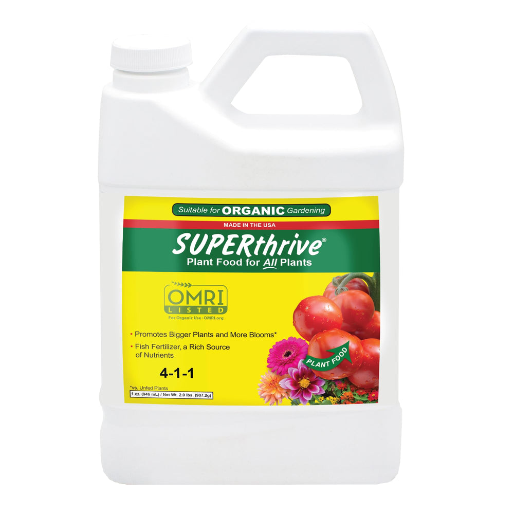 SUPERthrive Plant Food 1 Quart clear liquid bottle front view