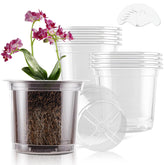 SupKing 6 Inch Clear Nursery Pot front view with drainage holes