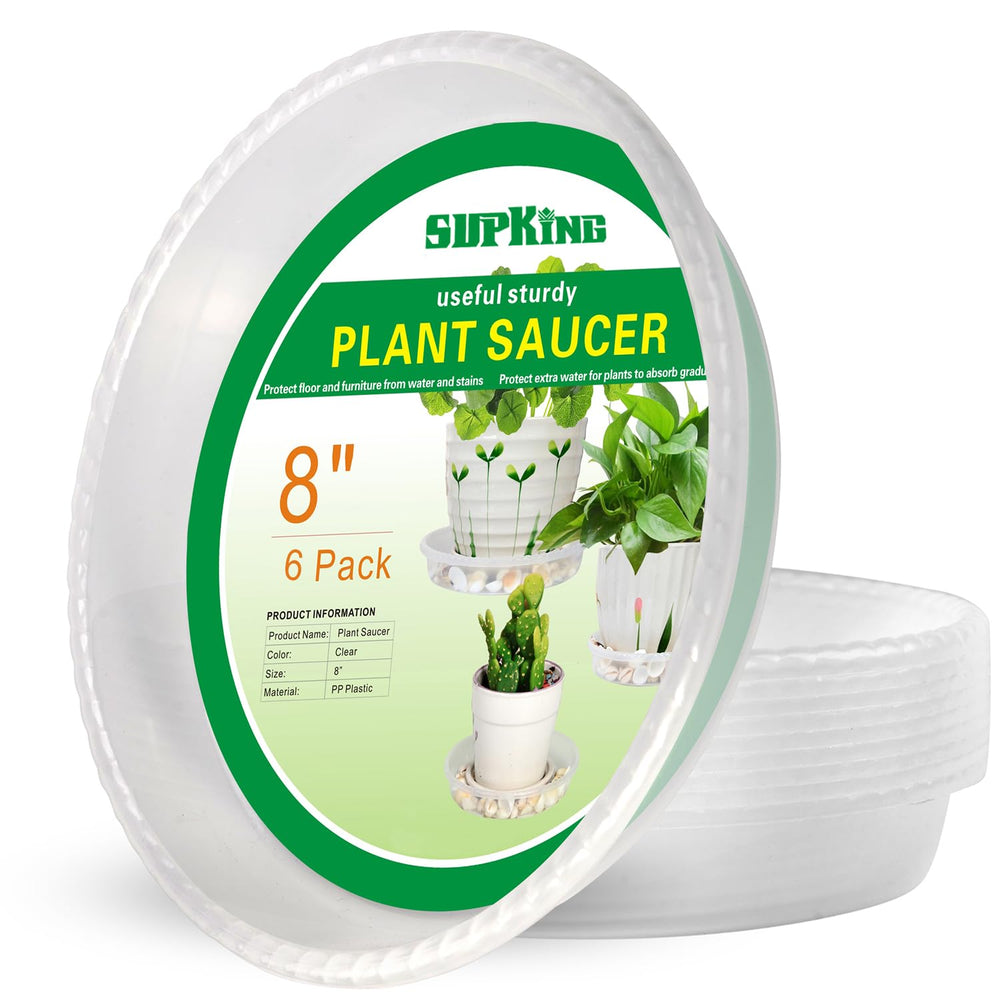 SupKing 8 inch clear plant saucer front view