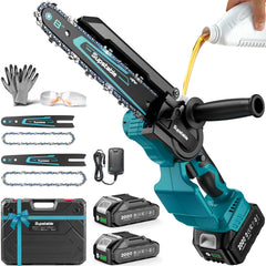 Supstable Mini Chainsaw with 8-inch guide bar front view