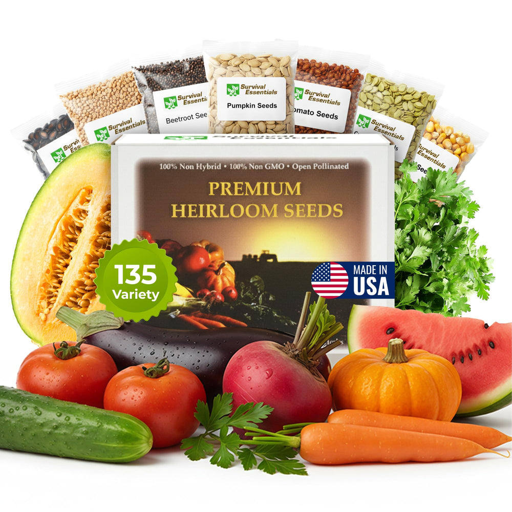 Survival Essentials Heirloom Seed Vault with 135 seed varieties
