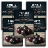 SURVIVAL GARDEN SEEDS Black Cherry Tomato Seeds pack front view