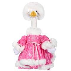 Suzile Christmas Porch Goose Outfit front view with Santa cape