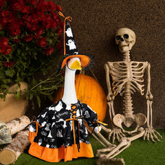 Suzile Halloween goose costume displayed on a lawn goose