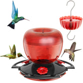 SVEDVK Hummingbird Feeder front view, red with decorative design