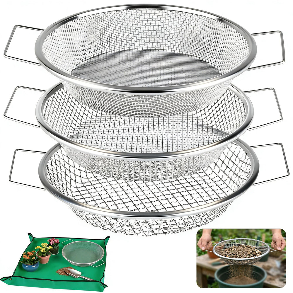 Svincolare 3PCS Soil Sifter Set with handles and mesh sizes