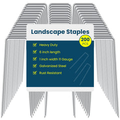 Sweecomb 6 inches galvanized landscape staples pack of 200