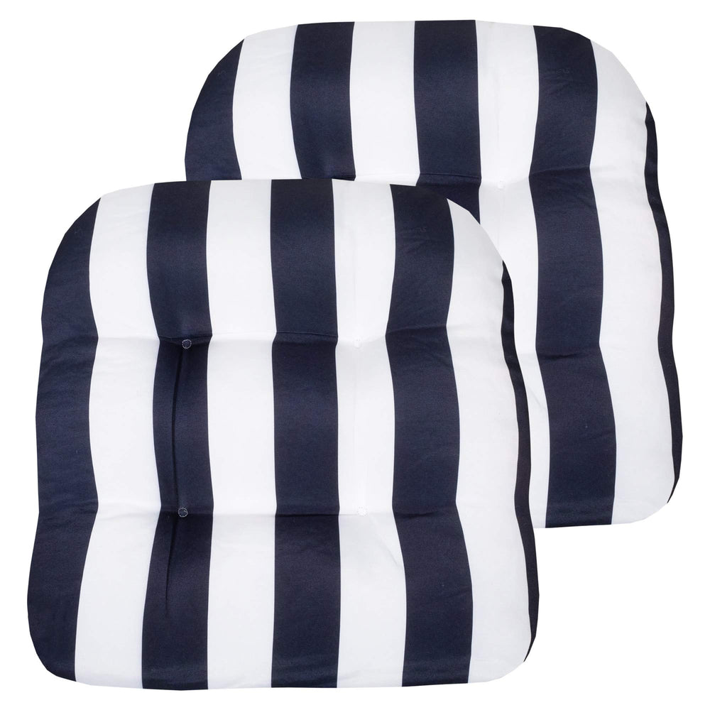 Sweet Home Collection Patio Chair Pad in Havana Navy/White front view