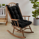 Sweet Home Collection Rocking Chair Cushion Set in Velvet Black, front view