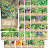 SWEET YARDS Organic Herb Seeds Variety Pack front view with 35 individual packets