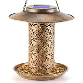 SWEETFULL Solar Bird Feeder front view in gold